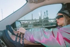 A3012L Women Black Glitter 3-Strap Pointed Mary Jane