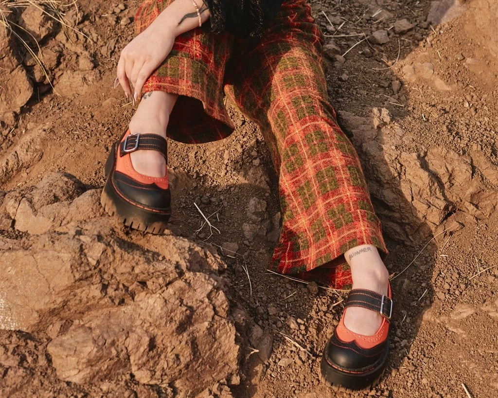 A3023L Women Black & Orange TUKskin⢠Double Decker Mary Jane