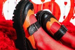 A3023L Women Black & Orange TUKskin™ Double Decker Mary Jane