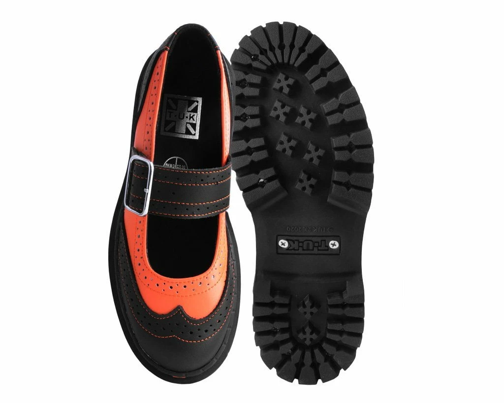 A3023L Women Black & Orange TUKskin⢠Double Decker Mary Jane