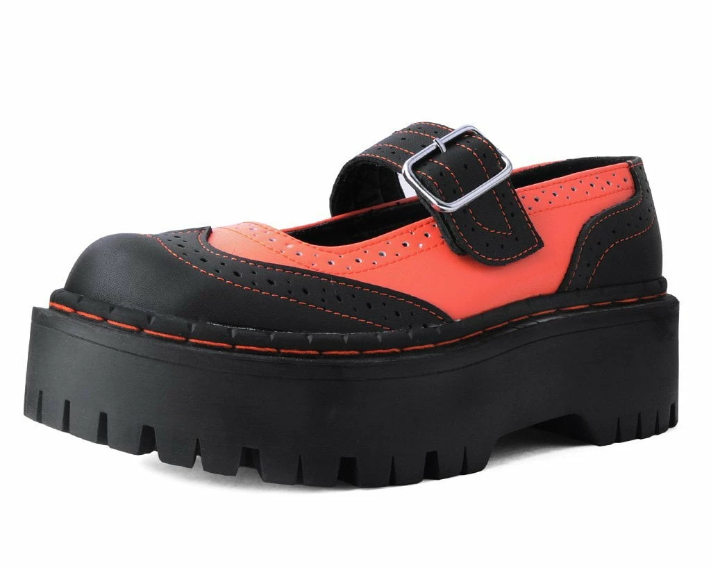 A3023L Women Black & Orange TUKskin⢠Double Decker Mary Jane