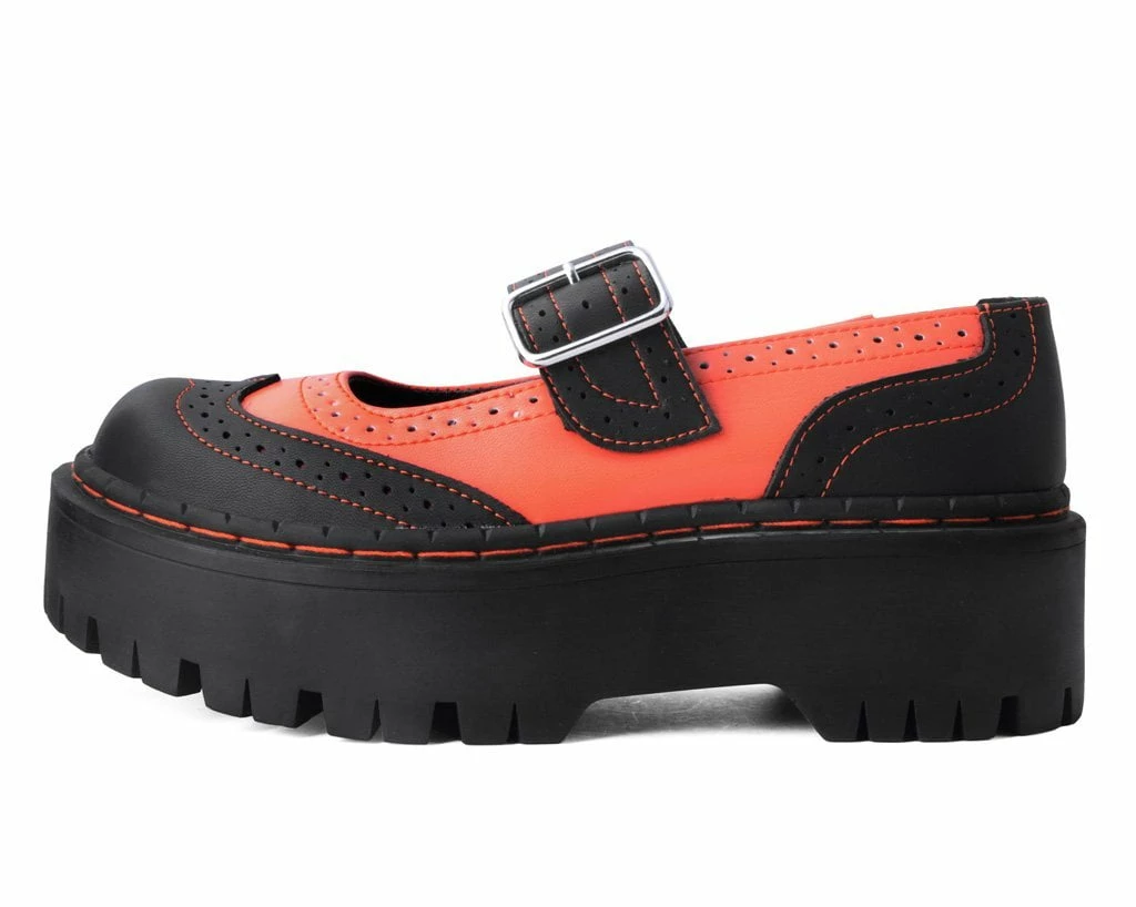 A3023L Women Black & Orange TUKskin⢠Double Decker Mary Jane