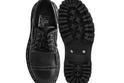 A3030L Women Black Burnished Contrast Stitch Double Decker Brogue