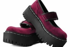 A3043L Burgundy Velvet Double Decker Mary Jane