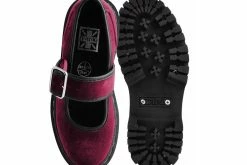 A3043L Burgundy Velvet Double Decker Mary Jane