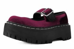 A3043L Burgundy Velvet Double Decker Mary Jane