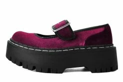 A3043L Burgundy Velvet Double Decker Mary Jane