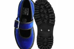 A3044L Women Blue Velvet Double Decker Mary Jane