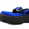 A3044L Women Blue Velvet Double Decker Mary Jane