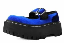A3044L Women Blue Velvet Double Decker Mary Jane