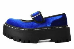 A3044L Women Blue Velvet Double Decker Mary Jane