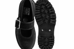 A3064L Women Black Velvet Double Decker Mary Jane
