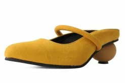 A3069L Women Mustard Faux Suede Ball Heel