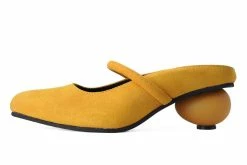 A3069L Women Mustard Faux Suede Ball Heel