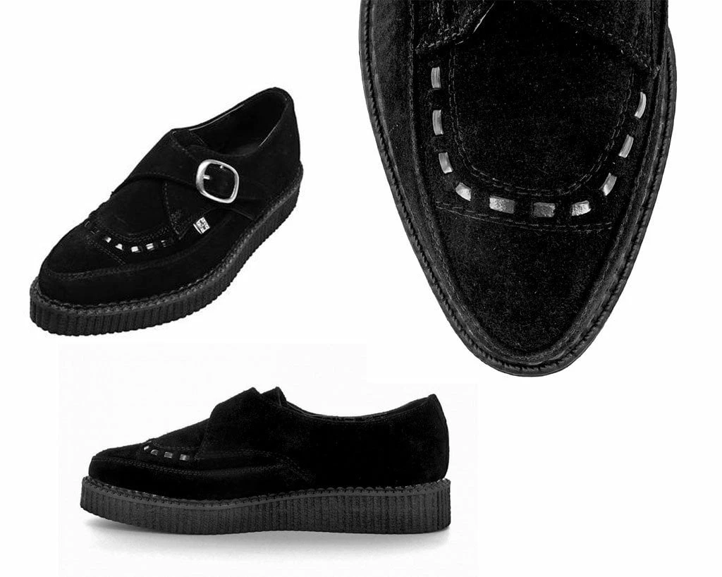 A8139 Suede Pointed Buckle Creeper