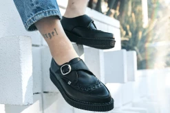 A9324 Black TUKskin™ Pointed Buckle Creeper Women