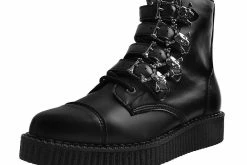 A9409 Black TUKskinโข Skull Buckle Pointed Boot