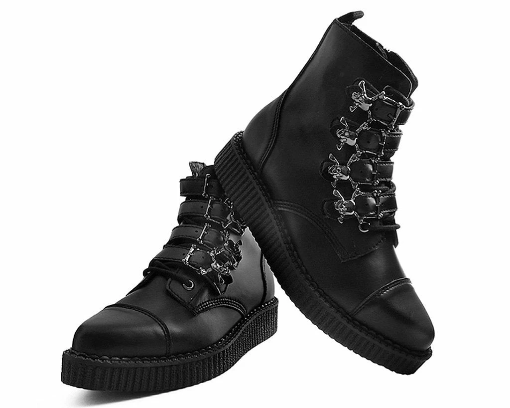A9409 Black TUKskin⢠Skull Buckle Pointed Boot
