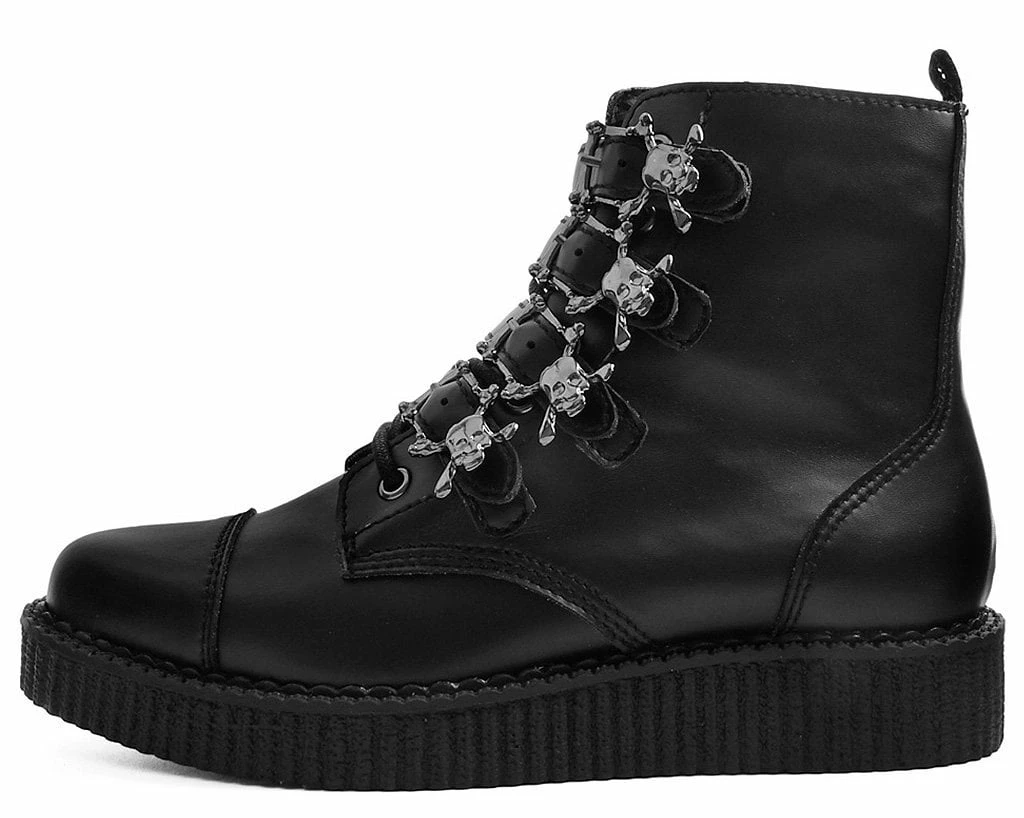 A9409 Black TUKskin⢠Skull Buckle Pointed Boot