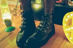 A9409 Black TUKskin™ Skull Buckle Pointed Boot