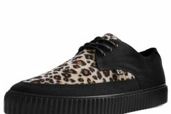 A9418 Black & Leopard Tie Pointed Lace Up EZC Women