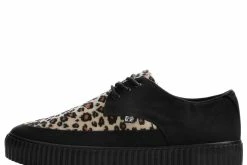 A9418 Black & Leopard Tie Pointed Lace Up EZC Women