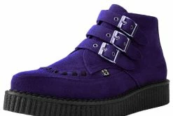 A9494 Women Ultra Violet 3-Buckle Pointed Creeper Boot