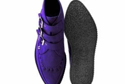 A9494 Women Ultra Violet 3-Buckle Pointed Creeper Boot