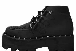 A9558 Women Black Faux Leather Dino Lug Sole Boot