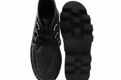 A9558 Women Black Faux Leather Dino Lug Sole Boot