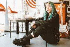 A9558 Women Black Faux Leather Dino Lug Sole Boot