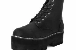 A9670 Black 7-Eye Dino Lug Sole Boot Women
