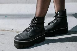 A9670 Black 7-Eye Dino Lug Sole Boot Women