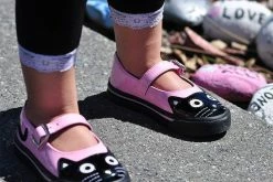 A9726B Black & Pink Kitty Mary Jane Toddler Sneaker