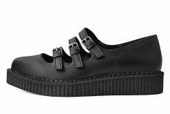 A9733L Women Black TUKskin™ Pointed 3-Strap Mary Jane