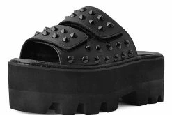 A9736 Black Spike Slide Dino Lug Women