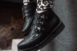 A9744 Black TUKskin™ 3-Buckle Skull Boot