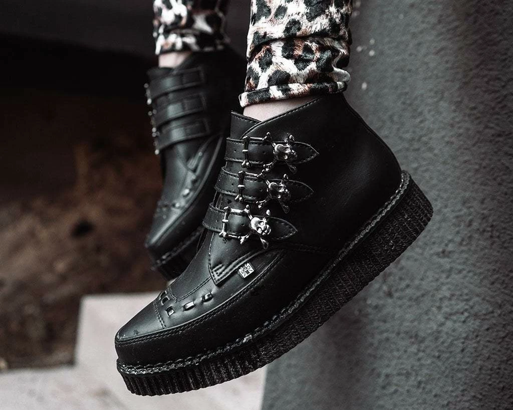 A9744 Black TUKskin⢠3-Buckle Skull Boot