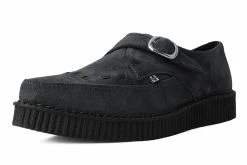A9764 Charcoal Suede Buckle Pointed Creeper