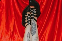 A9768L Women Black TUKskin™ 5-Loop Ribbon Mary Jane