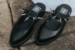 A9769L Black TUKskin™ Spike Strap Pointed Mule New Arrivals