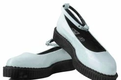 A9784L White Oil Slick Pointed Ballet Flat Creeper