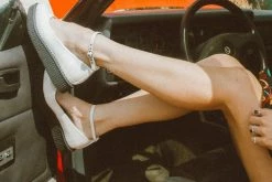 A9784L White Oil Slick Pointed Ballet Flat Creeper