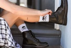 A9798 Women Black Waxy 7-Eye Capped Toe Boot