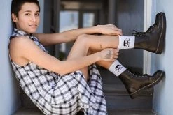 A9798 Women Black Waxy 7-Eye Capped Toe Boot