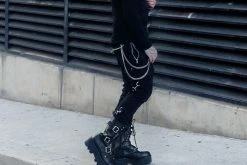 A9801 Black 12-Eye 3-Strap Dino Boot