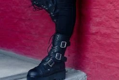 A9801 Black 12-Eye 3-Strap Dino Boot