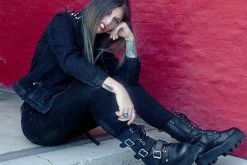 A9801 Black 12-Eye 3-Strap Dino Boot