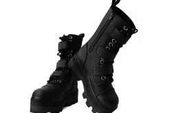 A9801 Black 12-Eye 3-Strap Dino Boot