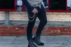 A9802 Black TUKskin⢠& Patent Flame 7-Eye Pointed Boot Women